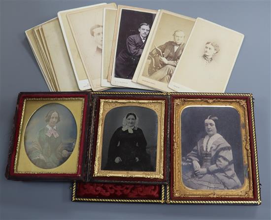 A collection of ambrotypes and daguerreotypes etc